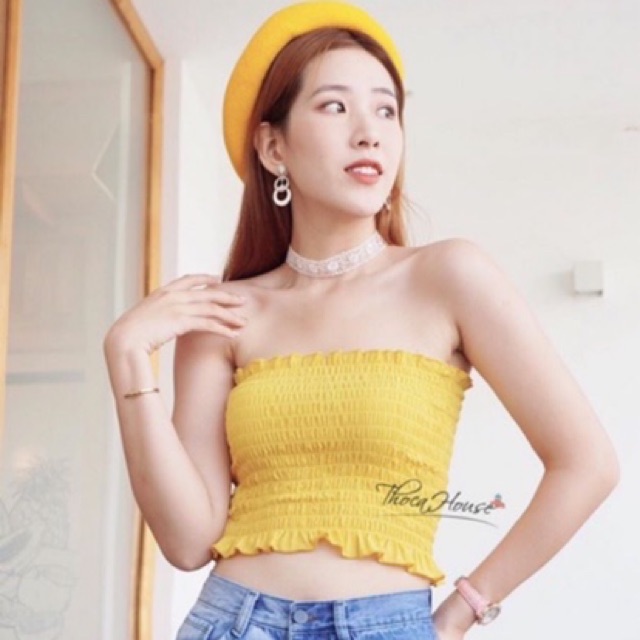 Áo ống cúp ngực voan nhún - hình thật chụp sàn | BigBuy360 - bigbuy360.vn