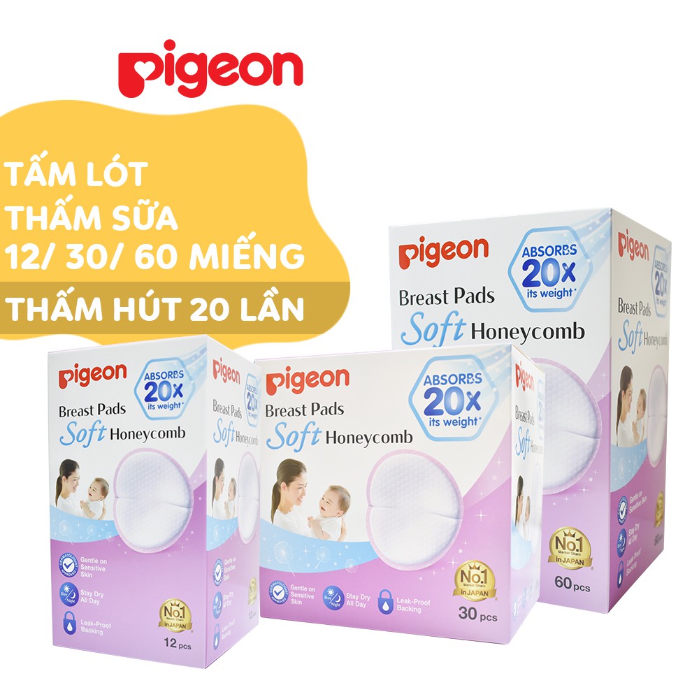 Tấm lót thấm sữa Pigeon 12/30/60 miếng/hộp (HSD: 06/2023)