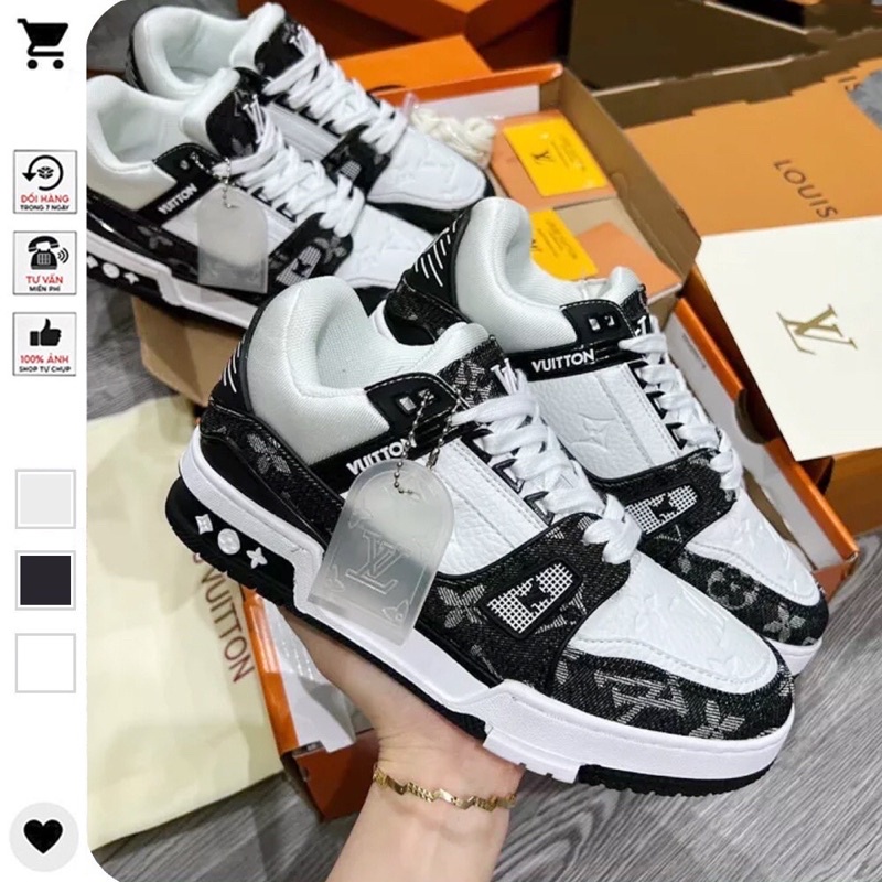 Giày buộc dây Lv  Trainer Black White
