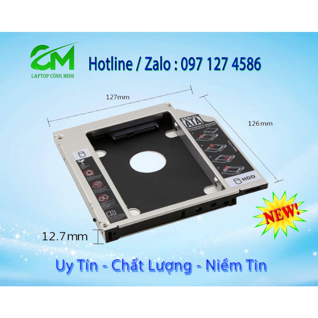 Khay ổ cứng Cady Bay HDD SSD SATA3 mỏng 9.5mm/ 12.7mm loại dày - Thay thế ổ DVD cho Laptop, CadyBay New Giá Tốt cho thợ