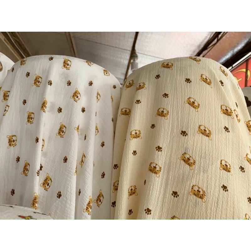 vải đũi xốp hình chú hổ siêu xinh may áo,đồ bộ bé trai