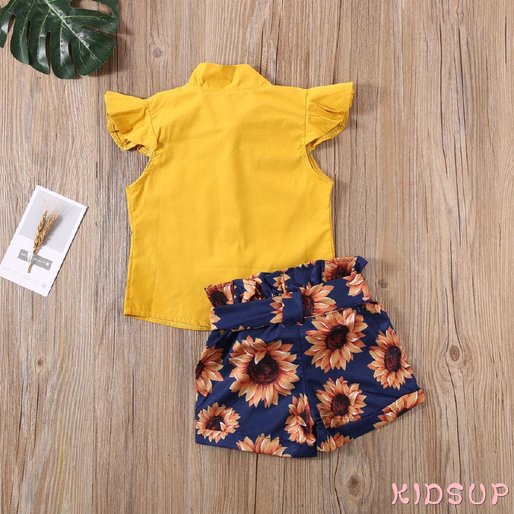 Bộ Quần Áo Gồm 2 Món Áo Thun+Quần Short Dành Cho Trẻ Em Gái Từ 1-6 Tuổi