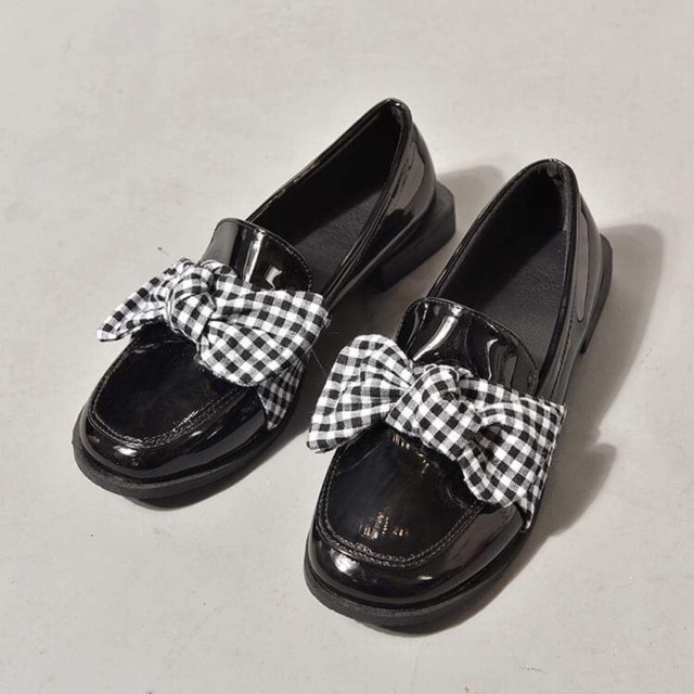 [ORDER] Giày học sinh phối nơ caro