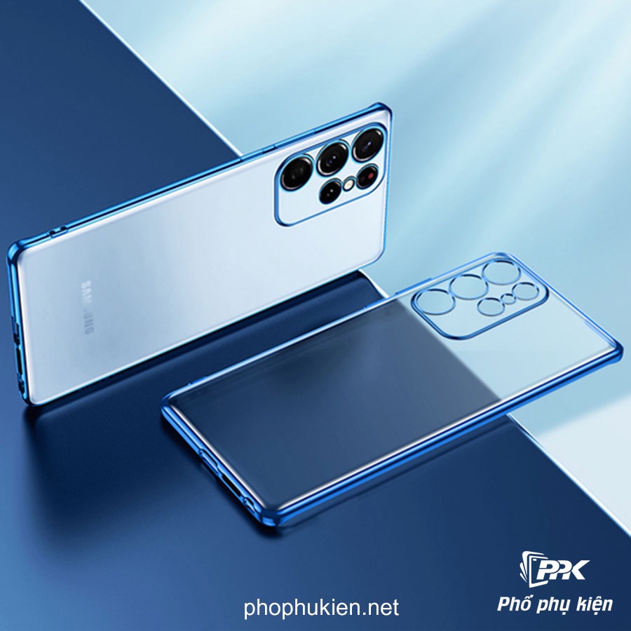 Ốp lưng Samsung S22 Ultra Cao Cấp dẻo trong chống bẩn viền màu tạo điểm nhấn sang trọng, giữ được thiết kế nguyên bản