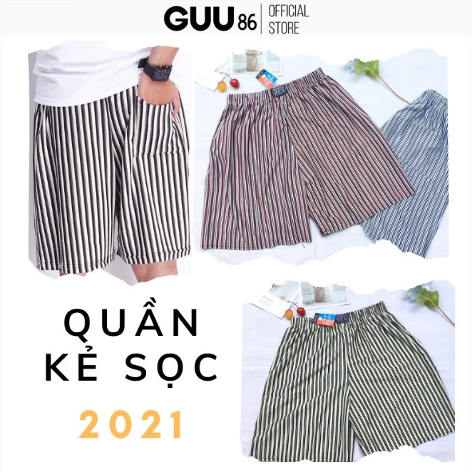 [𝗖𝗢𝗠𝗕𝗢 𝟱] Quần Đùi Thun Mặc Nhà Ngủ Nam Họa Tiết Kẻ Sọc Hàng Chuẩn 100% Cotton QNSK