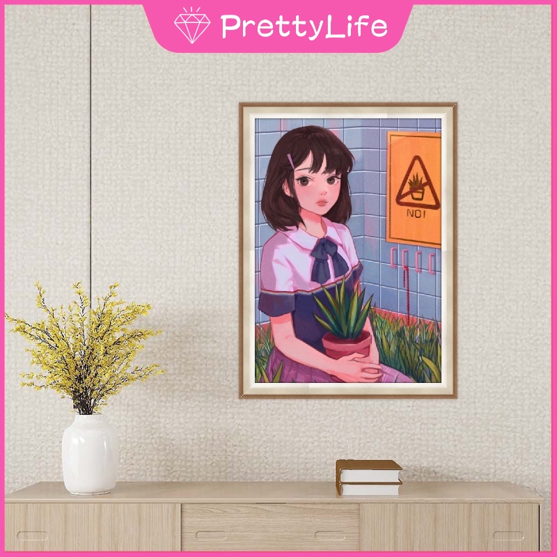 Bộ công cụ làm tranh đính đá 5D DIY họa tiết cô gái hoạt hình dễ thương kích thước 30x40cm dùng trang trí sáng tạo