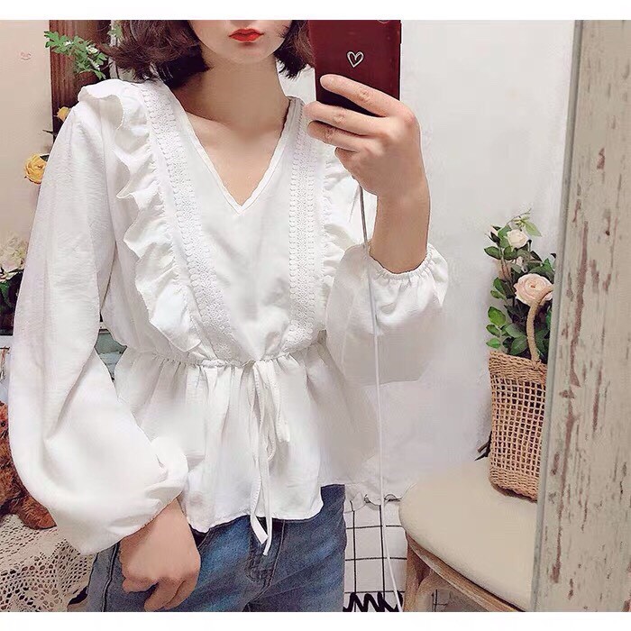 áo kiểu thắt eo tay dài ulzzang xinh