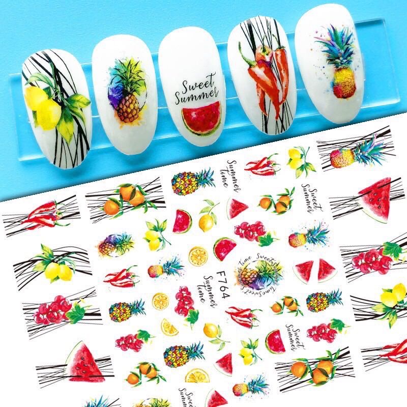 sticker 3d hình hoa quả dán móng tay nail