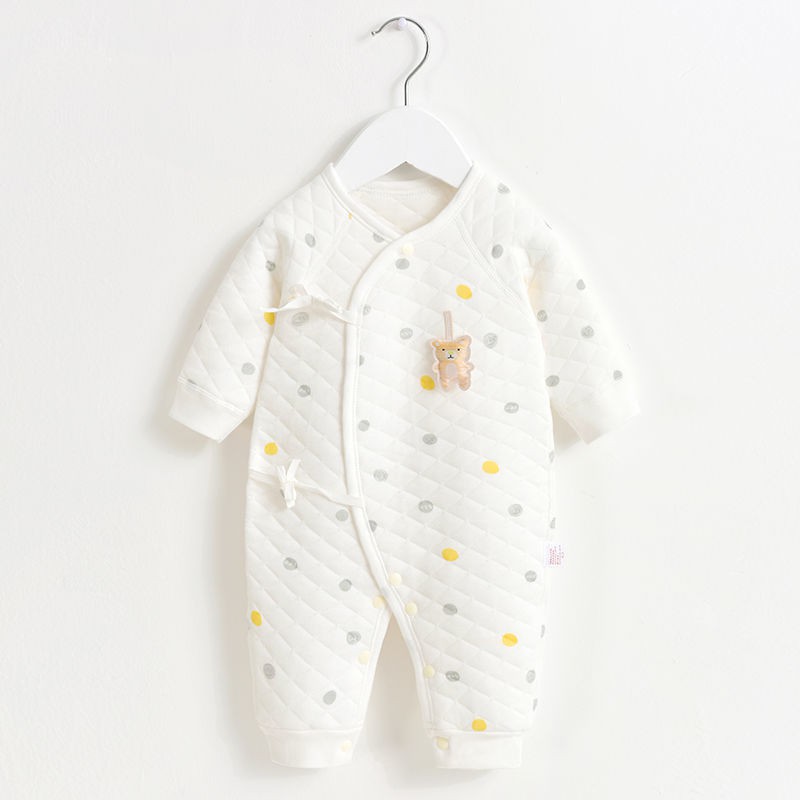 Áo ấm cho bé sơ sinh mùa thu và đông liền quần cotton xuân dễ thương dài tay romper <