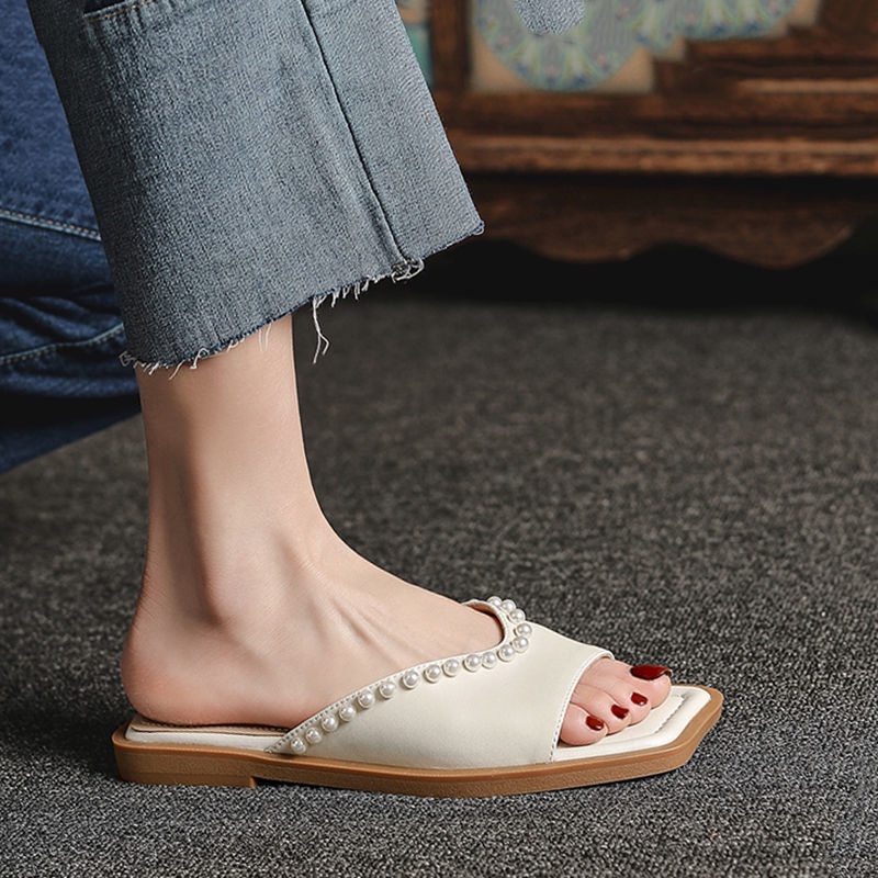 Dép Xỏ Ngón Đính Ngọc Trai Thời Trang Mùa Hè 2022 Dành Cho Nữ