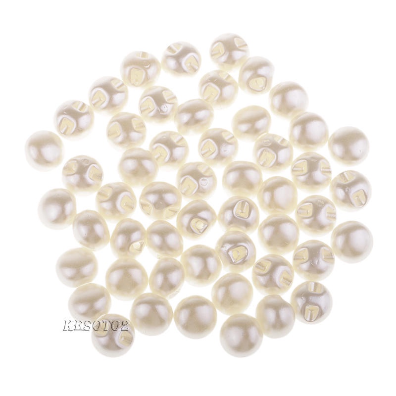 [Kesoto2] 50x 10mm Nút Ngọc Trai Lớn May Vá Thủ Công