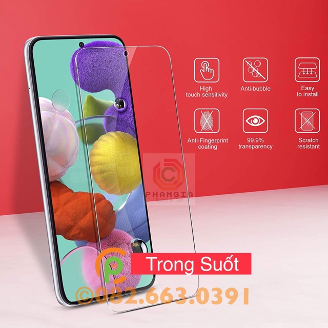 Kính cường lực trong suốt không viền Samsung a51