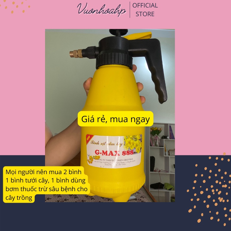Bình xịt tưới cây, bình xịt phun sương 2 lít, vòi xịt thông minh, dùng bền