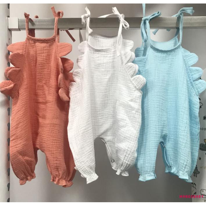 Jumpsuit Sát Nách Màu Trơn Chất Cotton Cho Bé