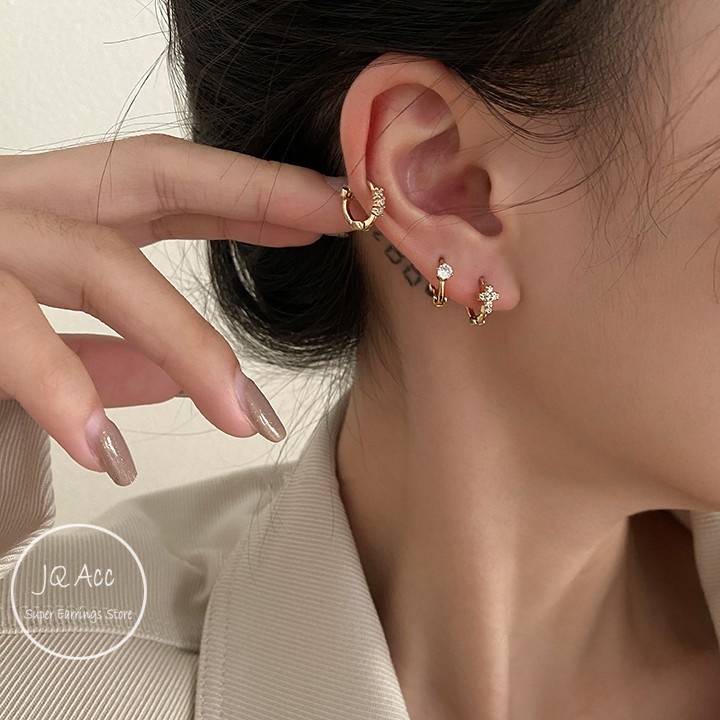 Khuyên Tai Nữ Khuyên Tai Tròn 1 Đôi Khuyên Tai Tròn Nhỏ Đính Đá Thời Trang Cho Nữ