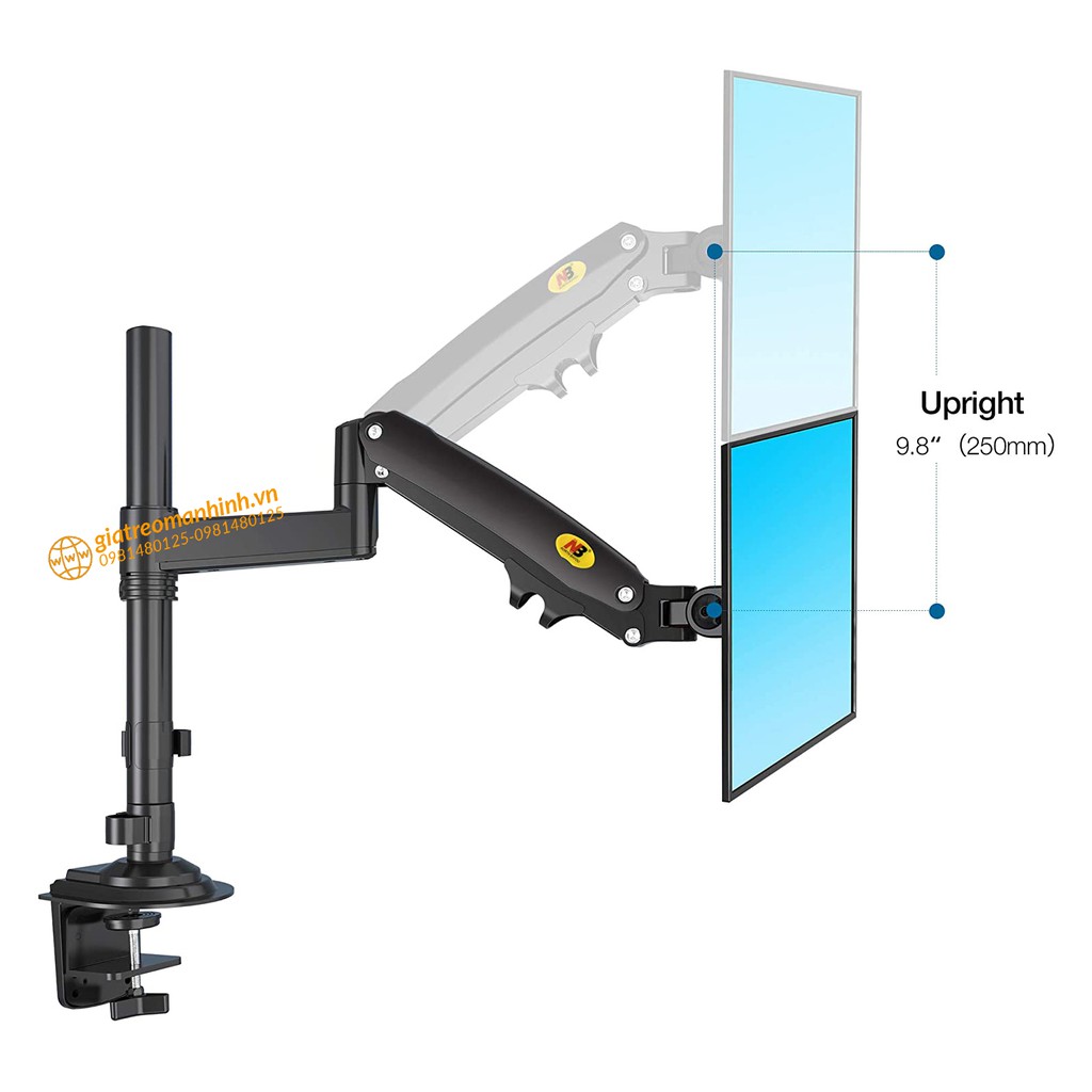 Giá Treo 2 Màn Hình NB-H180 Hỗ Trợ Màn 22 -32 Inch / Tải Trọng 12Kg 1 Tay - Lắp Đặt Kẹp Bàn &amp; Vít Xuyên Bàn