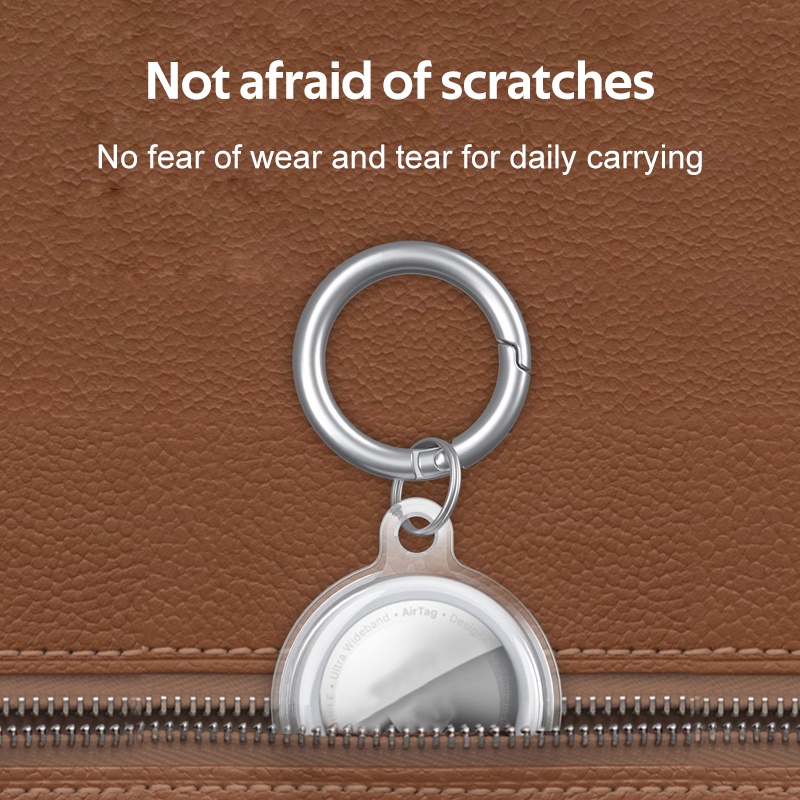 Vỏ bảo vệ TBTIC bằng silicon trong suốt kèm móc khóa thép không gỉ chống thất lạc cho Apple Airtag