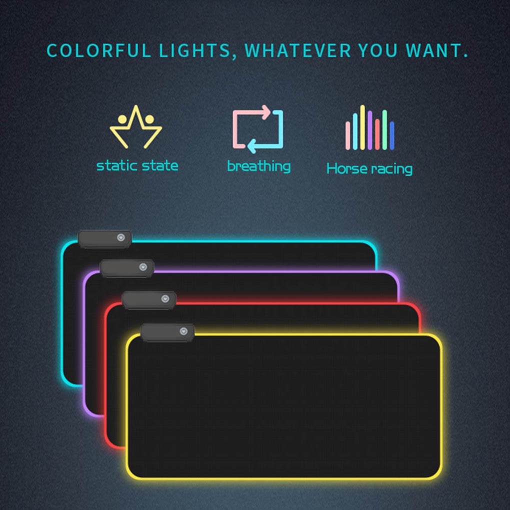 MC-Mouse Pad LED RGB Light 8 Lighting Modes Glowing Mat Non-slip Rubber Bottom Cloth Keyboard Pad
