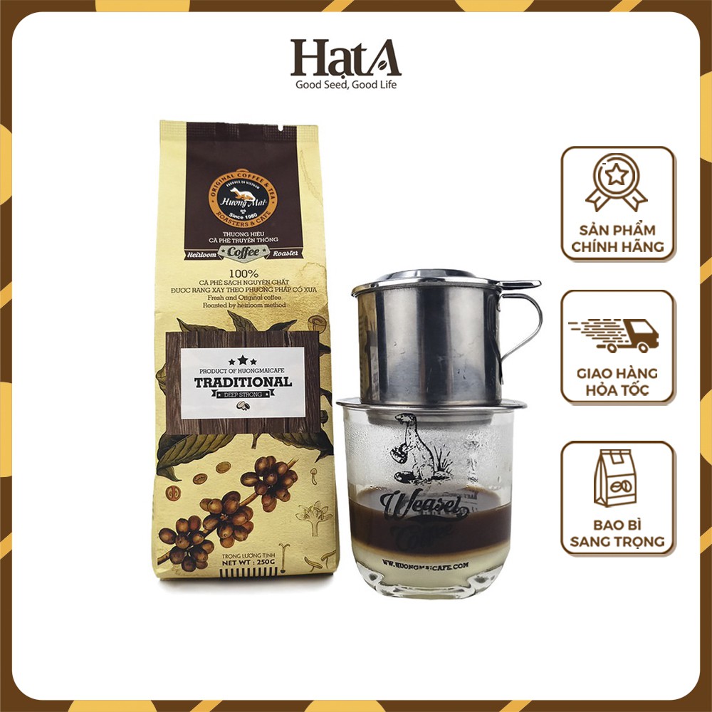 Cà phê rang xay Hương Mai Cafe Traditional Deep Strong 100% nguyên chất đậm đà hương vị truyền thống 250gr