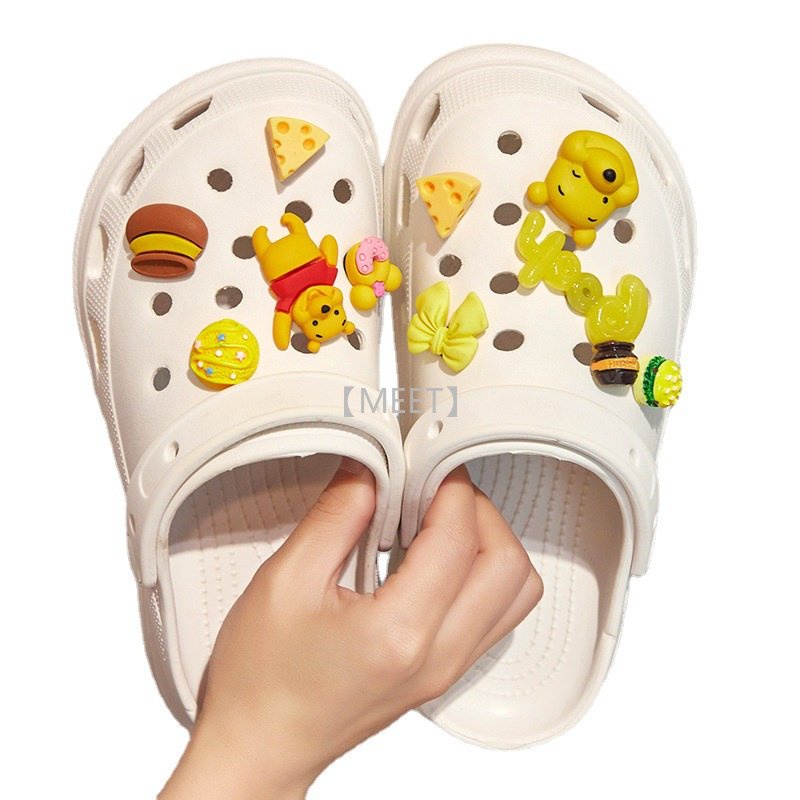 [MEET] Phụ Kiện Khóa Cài Giày Crocs DIY Hình Hoạt Hình Gấu Pooh Trang Trí Hoa croc Jobz charm Cartoon