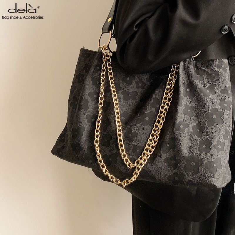 Dela Túi Xách Cỡ Lớn Họa Tiết Kẻ Sọc Phối Màu Thời Trang Phong Cách Hàn Quốc Cho Nữ