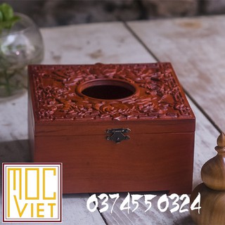 Hộp giấy ăn - gỗ tự nhiên - hộp vuông