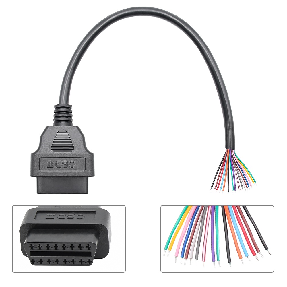 Dây Cáp OBD 30cm OBD2 16 Pin Female Sang DIY 16Pin ELM327 Mở Rộng Cho Xe Hơi