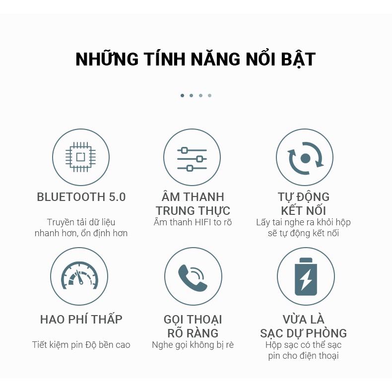 Tai nghe bluetooth không dây Cát Thái M2T giảm ồn thông minh âm thanh surround lập thể vừa là sạc dự phòng 1200mAh