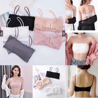 Áo bra gân tăm viền ren cài sau