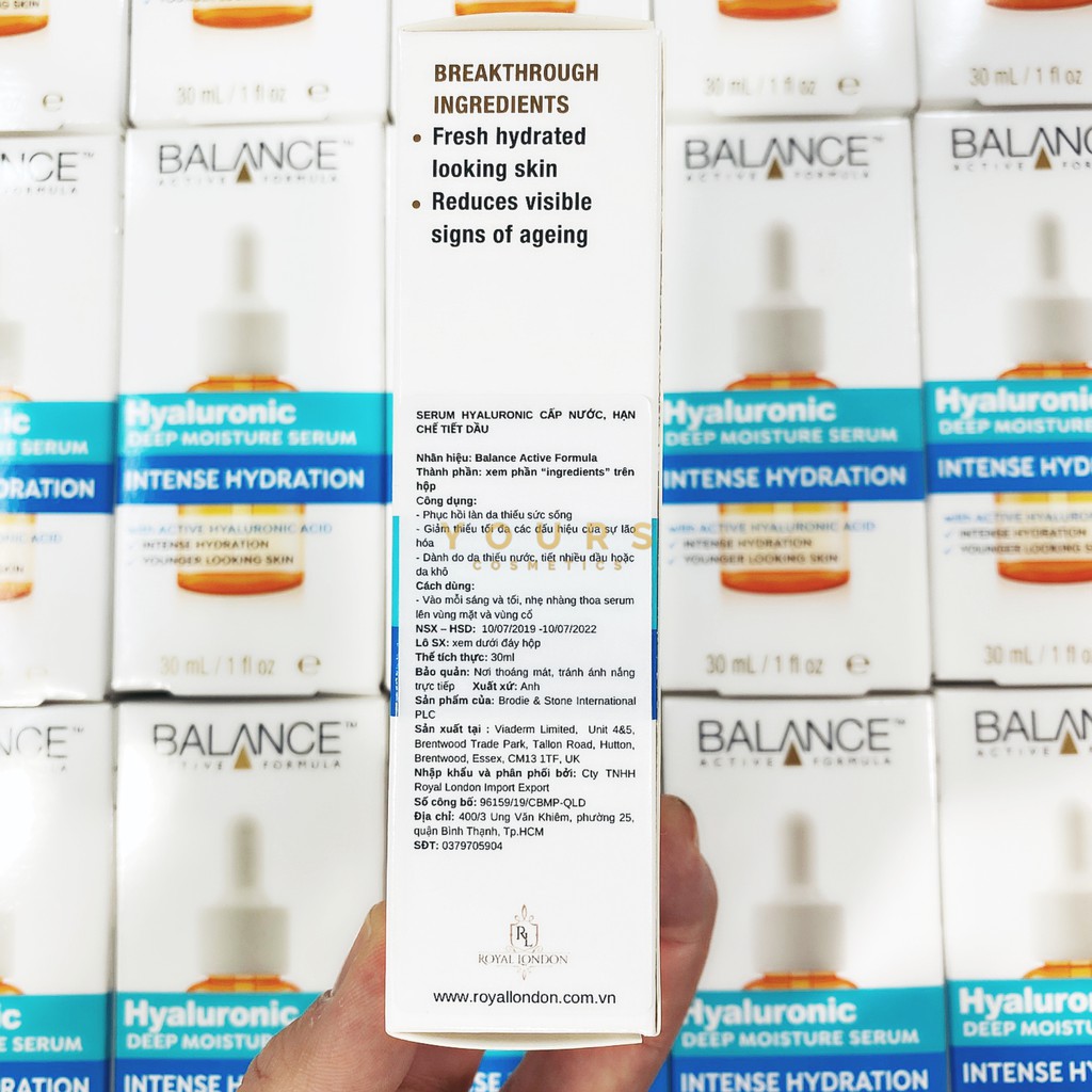 [Đại Lý Chính Thức] Serum Cấp Nước Dưỡng Ẩm Chuyên Sâu Balance Active Formula Hyaluronic Acid Intense Hydration 30ml