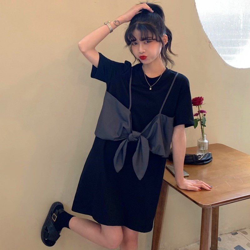 Đầm Thun Giả Hai Lớp Dáng Rộng Thời Trang Mùa Hè