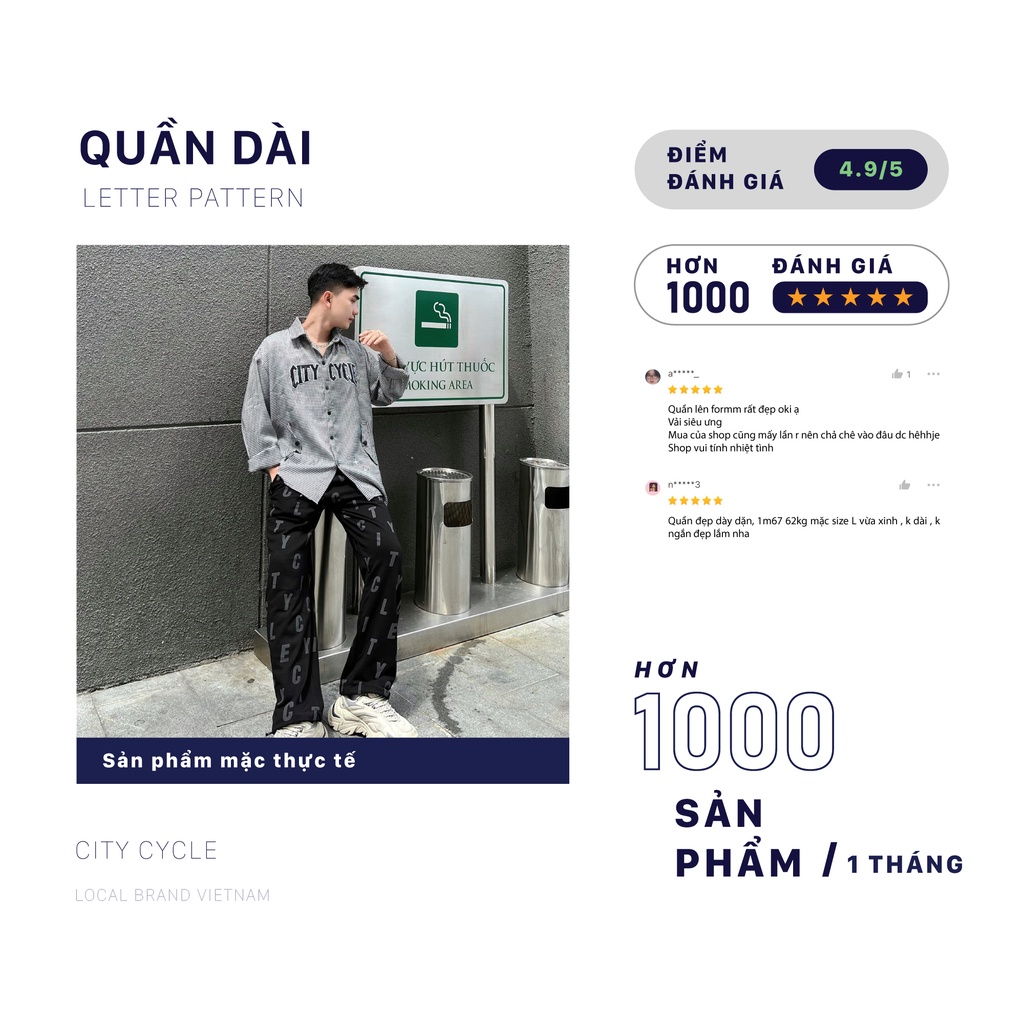 Quần ống rộng local brand Letter Pattern City Cycle unisex form suông cạp chun nam nữ oversize