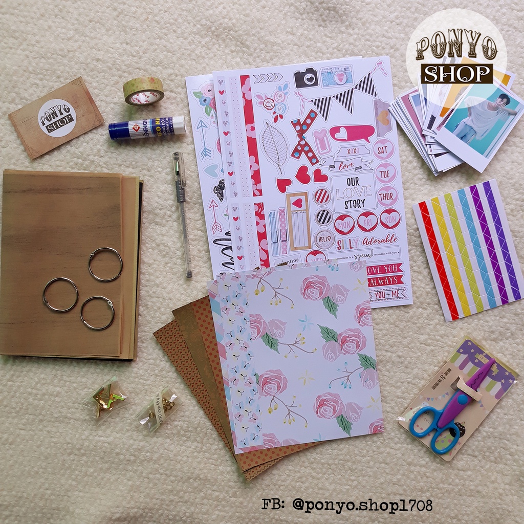 Combo Nguyên liệu làm Scrapbook Handmade Vintage  - PONYO Shop