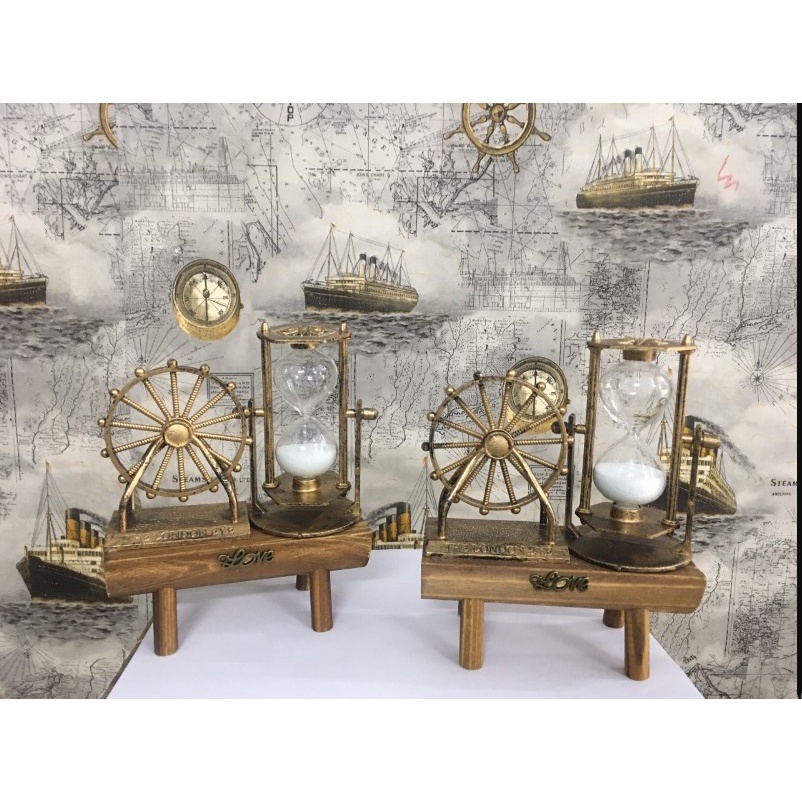 Mô hình đồng hồ cát KỆ GỖ trang trí phong cách cổ điển sang trọng