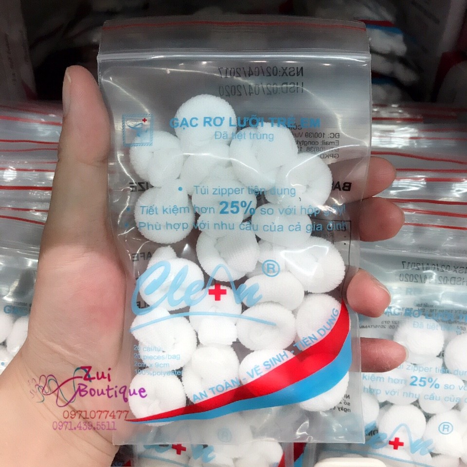 Gạc rơ lưỡi túi zip 20 cái Clean
