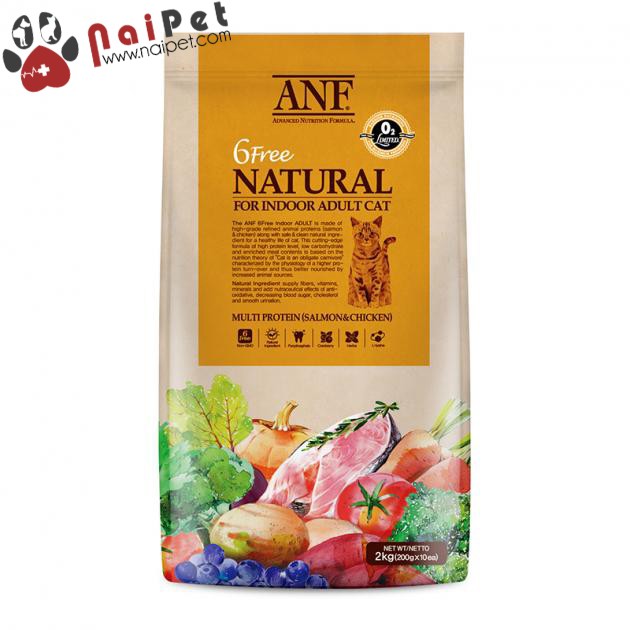 Thức Ăn Hạt Cho Mèo Trưởng Thành Vị Cá Hồi Và Gà ANF Natural For Indoor Adult Cat 6 Free 400g