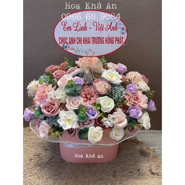 [ẢNH THẬT ] Lẵng hoa may mắn Khai trương, Tết, Tân gia cao cấp, bền vĩnh cửu