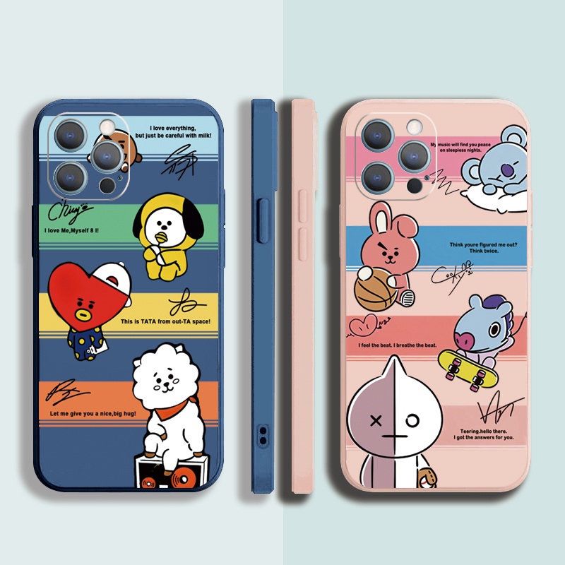 Ốp Điện Thoại Cạnh Vuông In Hình BTS Thời Trang Cho iPhone 13 Pro Max 12 11 XR XS 7 8 Plus SE 2020