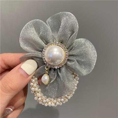 Dây buộc tóc hình bông hoa đính ngọc trai giả thời trang xinh xắn cho nữ