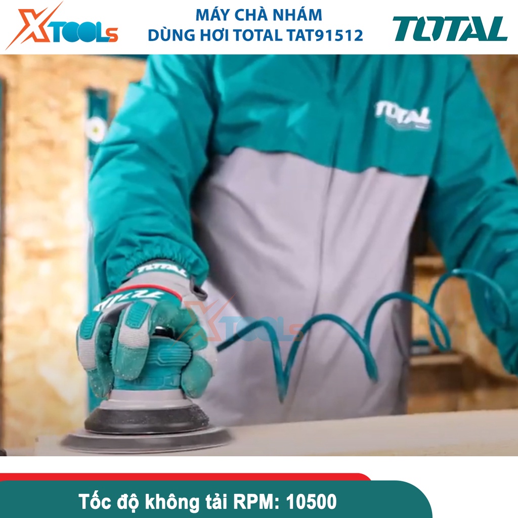 Máy chà nhám 6&quot;/150mm Total TAT91512, máy chà nhám dùng hơi, đầu hút pt 1/4inch tốc độ không tải 10500-CHÍNH HÃNG-XTOOLS
