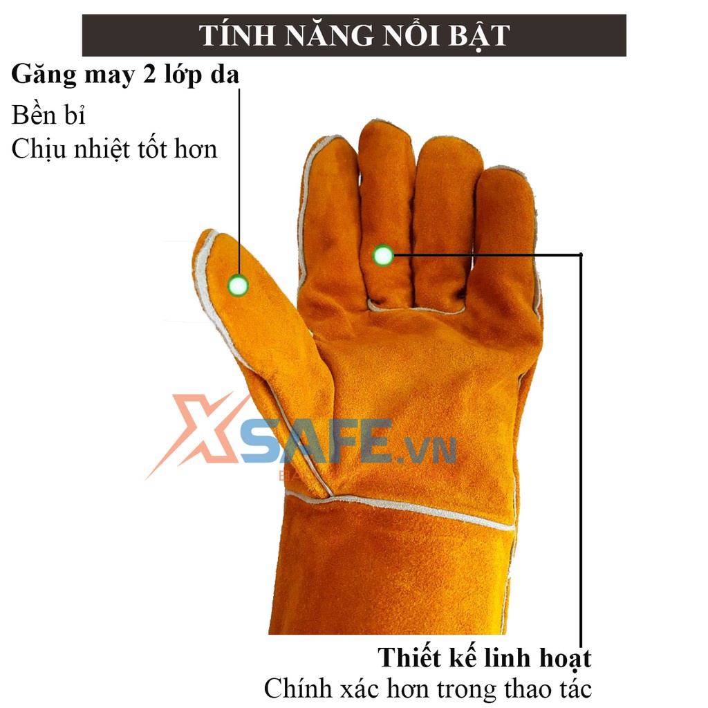 Găng tay hàn Everest EW14 Bao tay hàn da lộn, chống cháy, chịu nhiệt/tia lửa văng bắn, lớp lót chống hầm bí