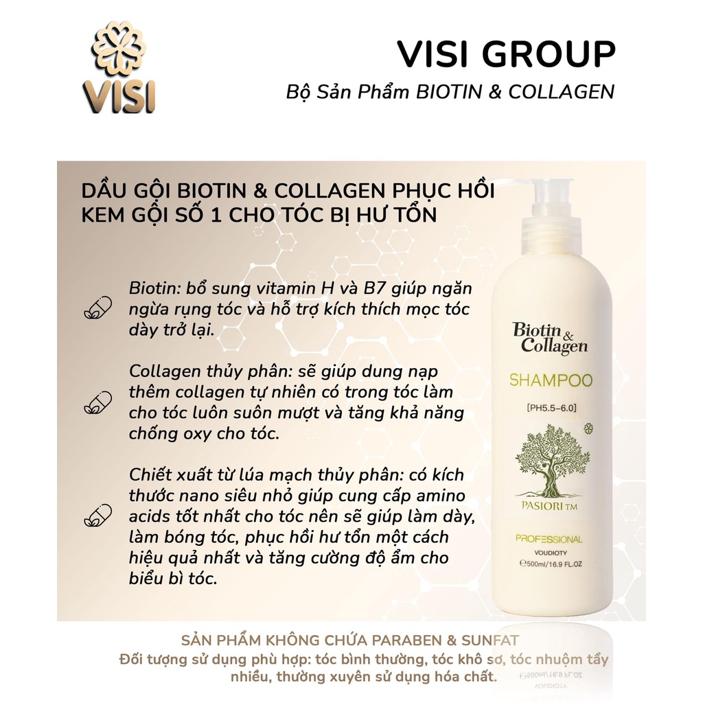 [+Tặng mũ trùm] DẦU GỘI XẢ PASIORI TM COLLAGEN &amp; BIOTIN TRẮNG PHỤC HỒI, MỀM MƯỢT, NGĂN GÃY RỤNG 1000ML (NEW)