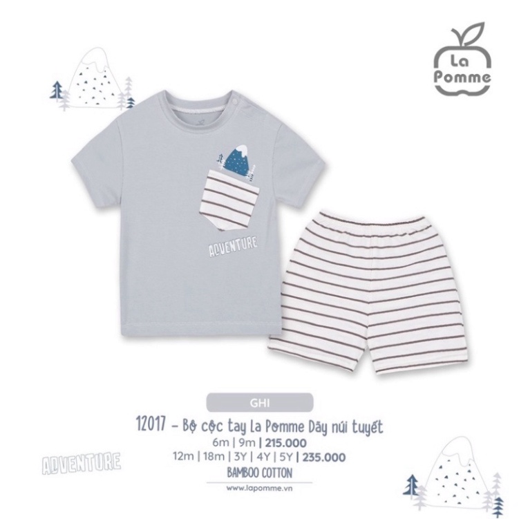 Bộ ngắn tay bé trai La Pomme nguyên liệu thông thoáng mềm mại và mượt mà kích thước từ 6M-5Y - BST Xuân hè