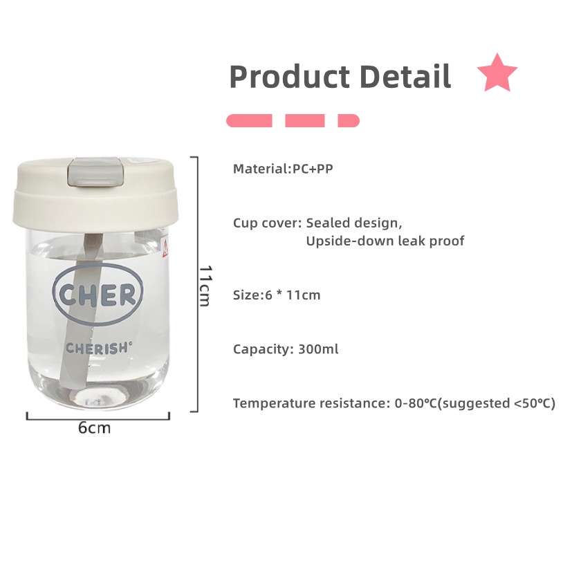 Bình Nước Chống Sốc Ngoài Trời Dễ Thương Có Ống Hút