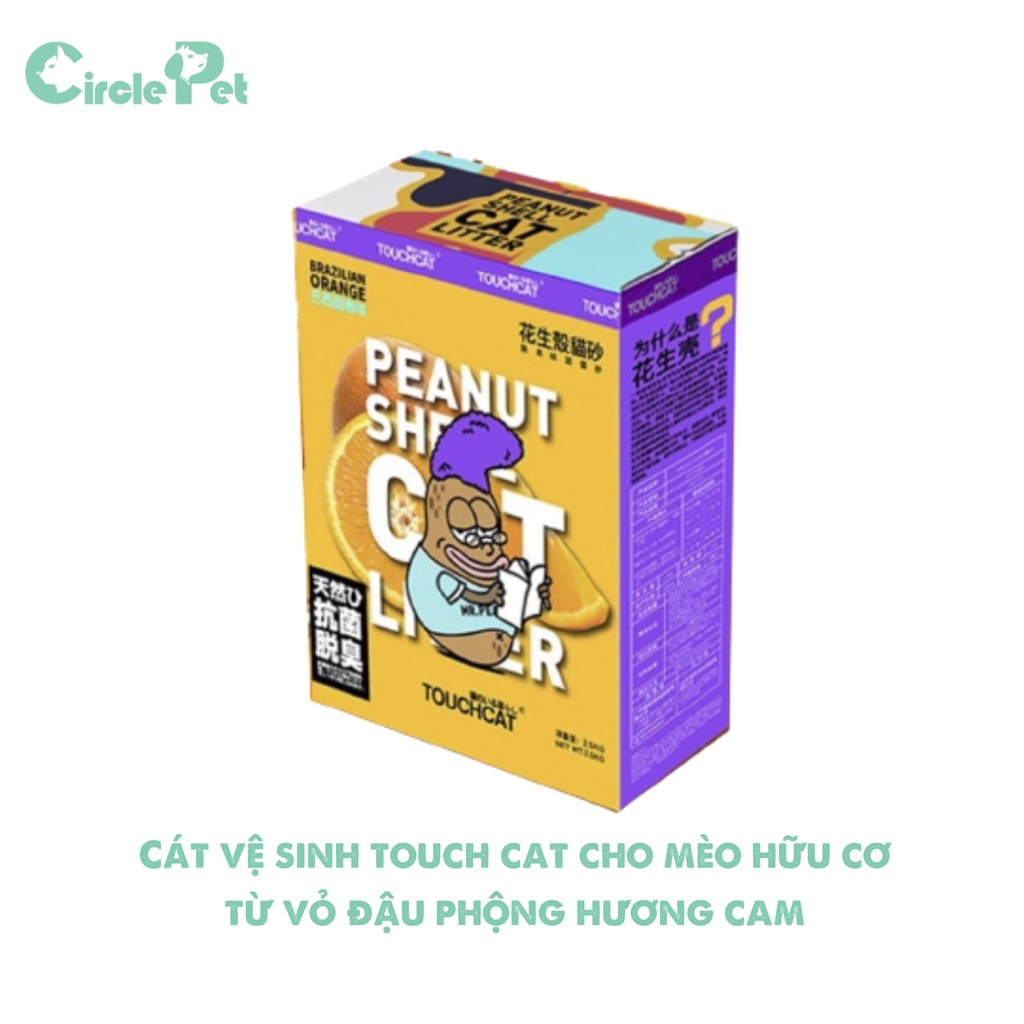Cát Vệ Sinh Cho Mèo Hữu Cơ Từ Vỏ Đậu Phộng 3 Loại Hương 2,5kg Touchcat - Circle Pet