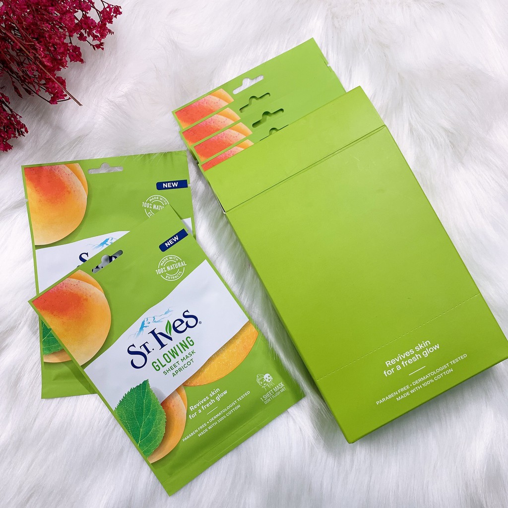 Mặt Nạ dưỡng da St.Ives Phục Hồi Tươi Tắn Chiết Xuất Quả Mơ 25ml Glowing Sheet Mask Apricot