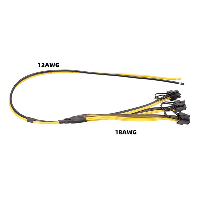 Bộ 5 Dây Cáp Nguồn 6 + 2 Pin 1 Sang 3 6pin + 2pin 12awg + 18awg Cho Miner Mining Btc | BigBuy360 - bigbuy360.vn