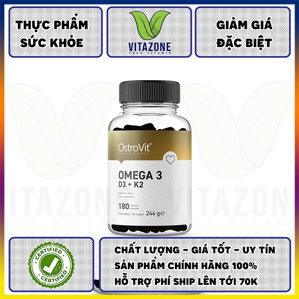 [Mã SR14MAY5 giảm 20K đơn 50K] [Freeship] Viên Dầu Cá Ostrovit Omega 3 D3 + K2 ( 90-180v )