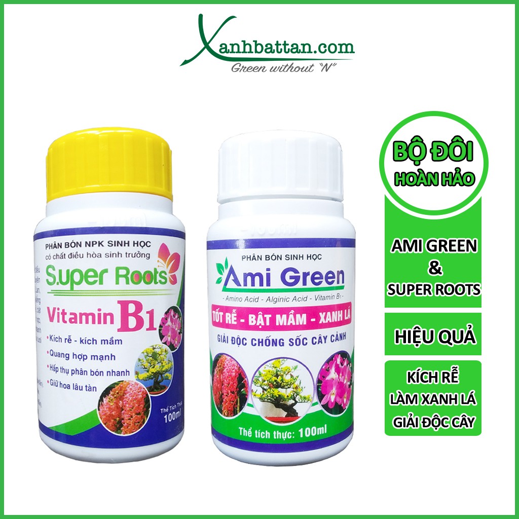 Combo Ami Green Và Super Root B1 Kích Rễ - Kích Mầm - Giải Độc Cây - Dưỡng Hoa Lâu Tàn