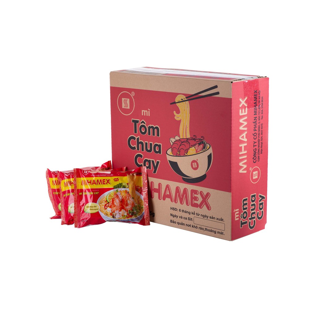 Thùng 30 gói mì MIHAMEX_ HV Tôm Chua Cay (65 gr) ăn liền hảo ba gói tôm miền hảo muối chấm omachi khô xào đại indomie | BigBuy360 - bigbuy360.vn